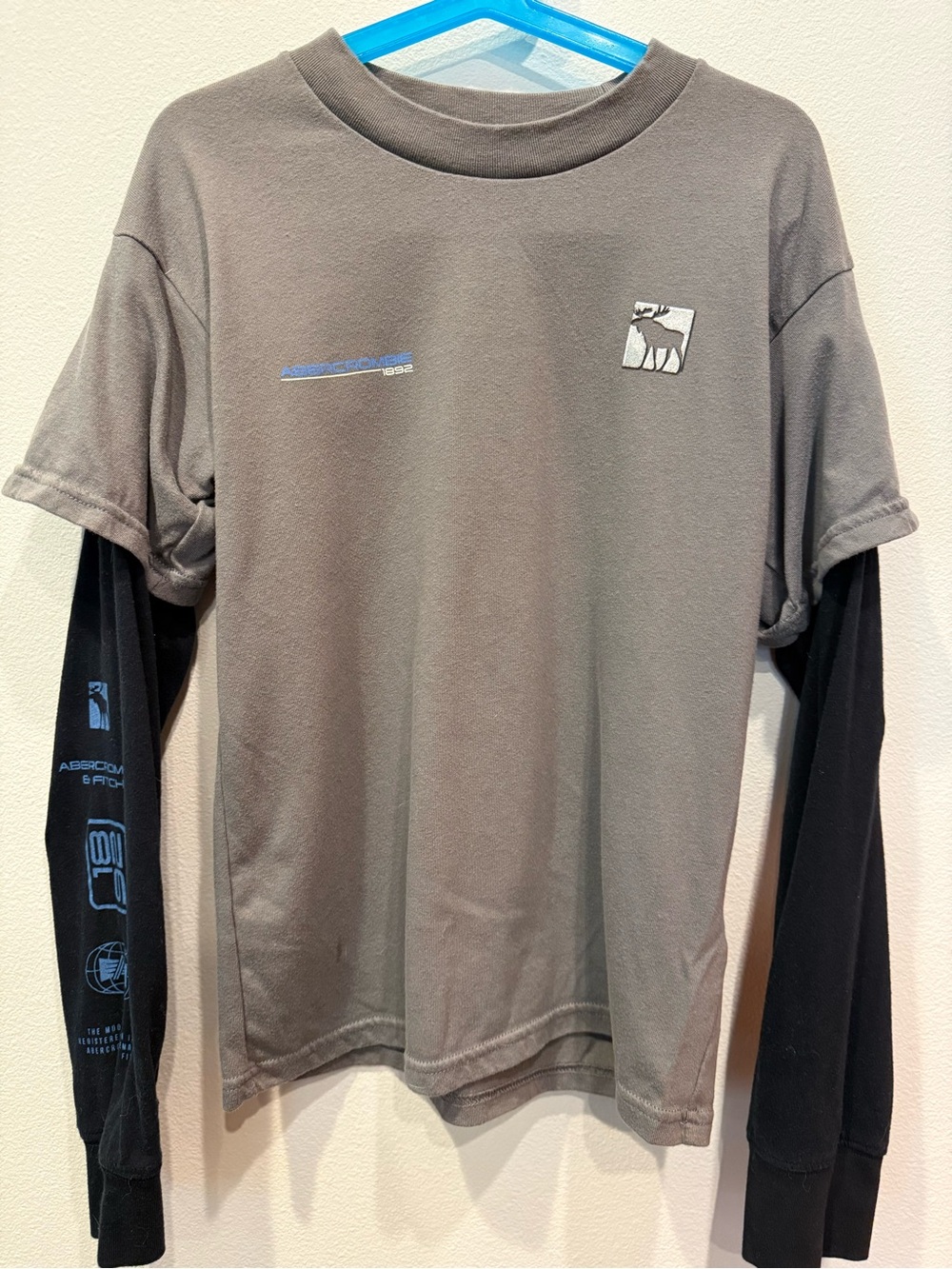 abercrombie kids Gray Layered-Look Long Sleeve Graphic Tee